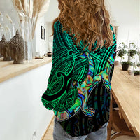 Aotearoa Papua Shell Women Casual Shirt Maori Tribal Pattern LT9 - Polynesian Pride