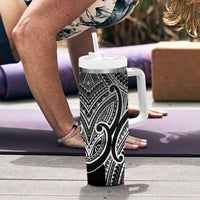 Aotearoa Maori Koru Tumbler With Handle Black Polynesian Pacific Tribal LT9 - Polynesian Pride