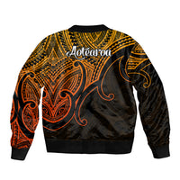 Aotearoa Maori Koru Sleeve Zip Bomber Jacket Polynesian Pacific Tribal - Gold LT9 - Polynesian Pride