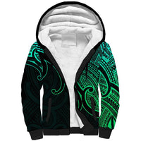 Aotearoa Maori Koru Sherpa Hoodie Polynesian Pacific Tribal - Green LT9 Unisex Green - Polynesian Pride