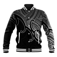 Custom Aotearoa Maori Koru Baseball Jacket Polynesian Pacific Tribal - Black LT9 Unisex Black - Polynesian Pride