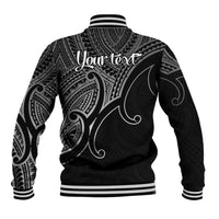 Custom Aotearoa Maori Koru Baseball Jacket Polynesian Pacific Tribal - Black LT9 - Polynesian Pride