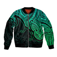 Custom Aotearoa Maori Koru Bomber Jacket Polynesian Pacific Tribal - Green LT9 Unisex Green - Polynesian Pride