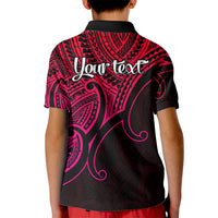 Custom Aotearoa Maori Koru Kid Polo Shirt Polynesian Pacific Tribal - Pink LT9 - Polynesian Pride