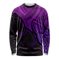 Custom Aotearoa Maori Koru Long Sleeve Shirt Polynesian Pacific Tribal - Purple LT9 Unisex Purple - Polynesian Pride