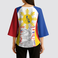 Philippines Flag Day Kimono Sleeve Blouse Filipino Feather Pattern LT9 - Polynesian Pride