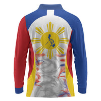 Philippines Flag Day Long Sleeve Polo Shirt Filipino Feather Pattern LT9 - Polynesian Pride