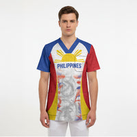 Philippines Flag Day Scrub Top Filipino Feather Pattern LT9 - Polynesian Pride