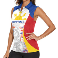 Philippines Flag Day Women Sleeveless Polo Shirt Filipino Feather Pattern LT9 - Polynesian Pride