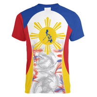 Philippines Flag Day Women V-Neck T-Shirt Filipino Feather Pattern LT9 - Polynesian Pride