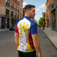 Philippines Flag Day Zipper Polo Shirt Filipino Feather Pattern LT9 - Polynesian Pride