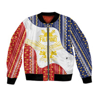 Philippines Flag Day Bomber Jacket Filipino Traditional Igorot Tribal Pattern LT9 Unisex White - Polynesian Pride
