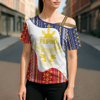 Philippines Flag Day Cross Shoulder Shirt Filipino Traditional Igorot Tribal Pattern LT9 - Polynesian Pride