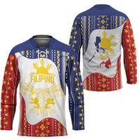 Philippines Flag Day Hockey Jersey Filipino Traditional Igorot Tribal Pattern LT9 - Polynesian Pride