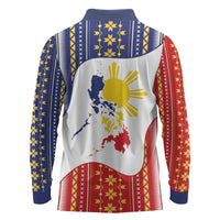 Philippines Flag Day Long Sleeve Polo Shirt Filipino Traditional Igorot Tribal Pattern LT9 - Polynesian Pride