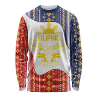 Philippines Flag Day Long Sleeve Shirt Filipino Traditional Igorot Tribal Pattern LT9 Unisex White - Polynesian Pride