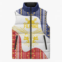 Philippines Flag Day Sleeveless Puffer Jacket Filipino Traditional Igorot Tribal Pattern LT9 Unisex White - Polynesian Pride