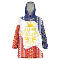 Philippines Flag Day Wearable Blanket Hoodie Filipino Traditional Igorot Tribal Pattern LT9 One Size White - Polynesian Pride