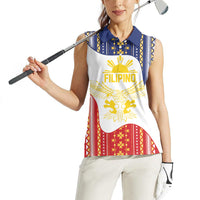 Philippines Flag Day Women Sleeveless Polo Shirt Filipino Traditional Igorot Tribal Pattern