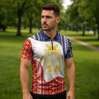 Philippines Flag Day Zipper Polo Shirt Filipino Traditional Igorot Tribal Pattern LT9 - Polynesian Pride