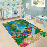 5 Oclock Somewhere Area Rug Hawaii Parrots Cocktail Summer Beach Vibe - Polynesian Pride