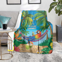 5 Oclock Somewhere Blanket Hawaii Parrots Cocktail Summer Beach Vibe - Polynesian Pride