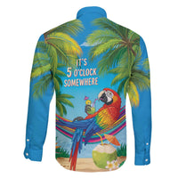 5 Oclock Somewhere Family Matching Off The Shoulder Long Sleeve Dress and Hawaiian Shirt Hawaii Parrots Cocktail Summer Beach Vibe - Polynesian Pride