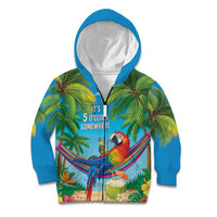 5 Oclock Somewhere Kid Hoodie Hawaii Parrots Cocktail Summer Beach Vibe - Polynesian Pride