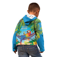 5 Oclock Somewhere Kid Hoodie Hawaii Parrots Cocktail Summer Beach Vibe - Polynesian Pride