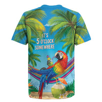 5 Oclock Somewhere Rugby Jersey Hawaii Parrots Cocktail Summer Beach Vibe - Polynesian Pride