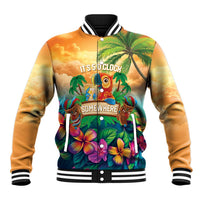 5 Oclock Somewhere Personalized Baseball Jacket Hawaii Parrots Plumeria Summer Vibe LT9 Unisex Yellow - Polynesian Pride