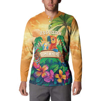 5 Oclock Somewhere Personalized Button Sweatshirt Hawaii Parrots Plumeria Summer Vibe - Polynesian Pride