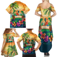5 Oclock Somewhere Personalized Family Matching Summer Maxi Dress and Hawaiian Shirt Hawaii Parrots Plumeria Summer Vibe - Polynesian Pride