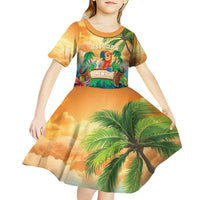 5 Oclock Somewhere Personalized Kid Short Sleeve Dress Hawaii Parrots Plumeria Summer Vibe - Polynesian Pride