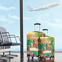 5 Oclock Somewhere Personalized Luggage Cover Hawaii Parrots Plumeria Summer Vibe - Polynesian Pride