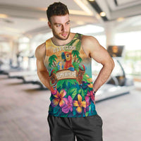 5 Oclock Somewhere Personalized Men Tank Top Hawaii Parrots Plumeria Summer Vibe LT9 Yellow - Polynesian Pride
