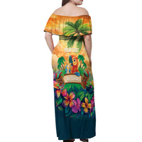 5 Oclock Somewhere Personalized Off Shoulder Maxi Dress Hawaii Parrots Plumeria Summer Vibe LT9 - Polynesian Pride