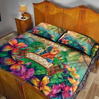 5 Oclock Somewhere Personalized Quilt Bed Set Hawaii Parrots Plumeria Summer Vibe - Polynesian Pride