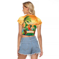 5 Oclock Somewhere Personalized Raglan Cropped T Shirt Hawaii Parrots Plumeria Summer Vibe LT9 - Polynesian Pride