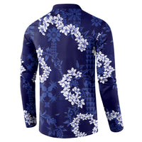 Mokihana Maile and Ilima Leis Button Sweatshirt Uliuli Hawaiian Tapa Quilt Pattern - Polynesian Pride