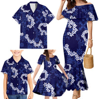 Mokihana Maile and Ilima Leis Family Matching Mermaid Dress and Hawaiian Shirt Uliuli Hawaiian Tapa Quilt Pattern - Polynesian Pride