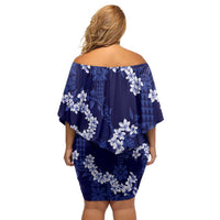 Mokihana Maile and Ilima Leis Family Matching Off Shoulder Short Dress and Hawaiian Shirt Uliuli Hawaiian Tapa Quilt Pattern - Polynesian Pride