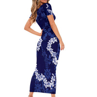 Mokihana Maile and Ilima Leis Family Matching Short Sleeve Bodycon Dress and Hawaiian Shirt Uliuli Hawaiian Tapa Quilt Pattern - Polynesian Pride