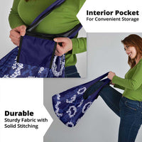 Mokihana Maile and Ilima Leis Grocery Bag Uliuli Hawaiian Tapa Quilt Pattern - Polynesian Pride