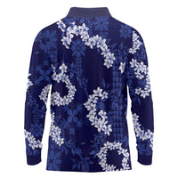Mokihana Maile and Ilima Leis Long Sleeve Polo Shirt Uliuli Hawaiian Tapa Quilt Pattern - Polynesian Pride