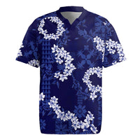 Mokihana Maile and Ilima Leis Rugby Jersey Uliuli Hawaiian Tapa Quilt Pattern - Polynesian Pride