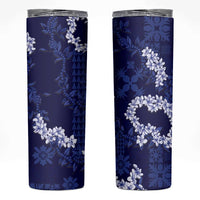 Mokihana Maile and Ilima Leis Skinny Tumbler Uliuli Hawaiian Tapa Quilt Pattern - Polynesian Pride