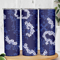 Mokihana Maile and Ilima Leis Skinny Tumbler Uliuli Hawaiian Tapa Quilt Pattern - Polynesian Pride