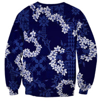 Mokihana Maile and Ilima Leis Sweatshirt Uliuli Hawaiian Tapa Quilt Pattern - Polynesian Pride
