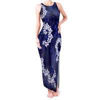 Mokihana Maile and Ilima Leis Tank Maxi Dress Uliuli Hawaiian Tapa Quilt Pattern - Polynesian Pride